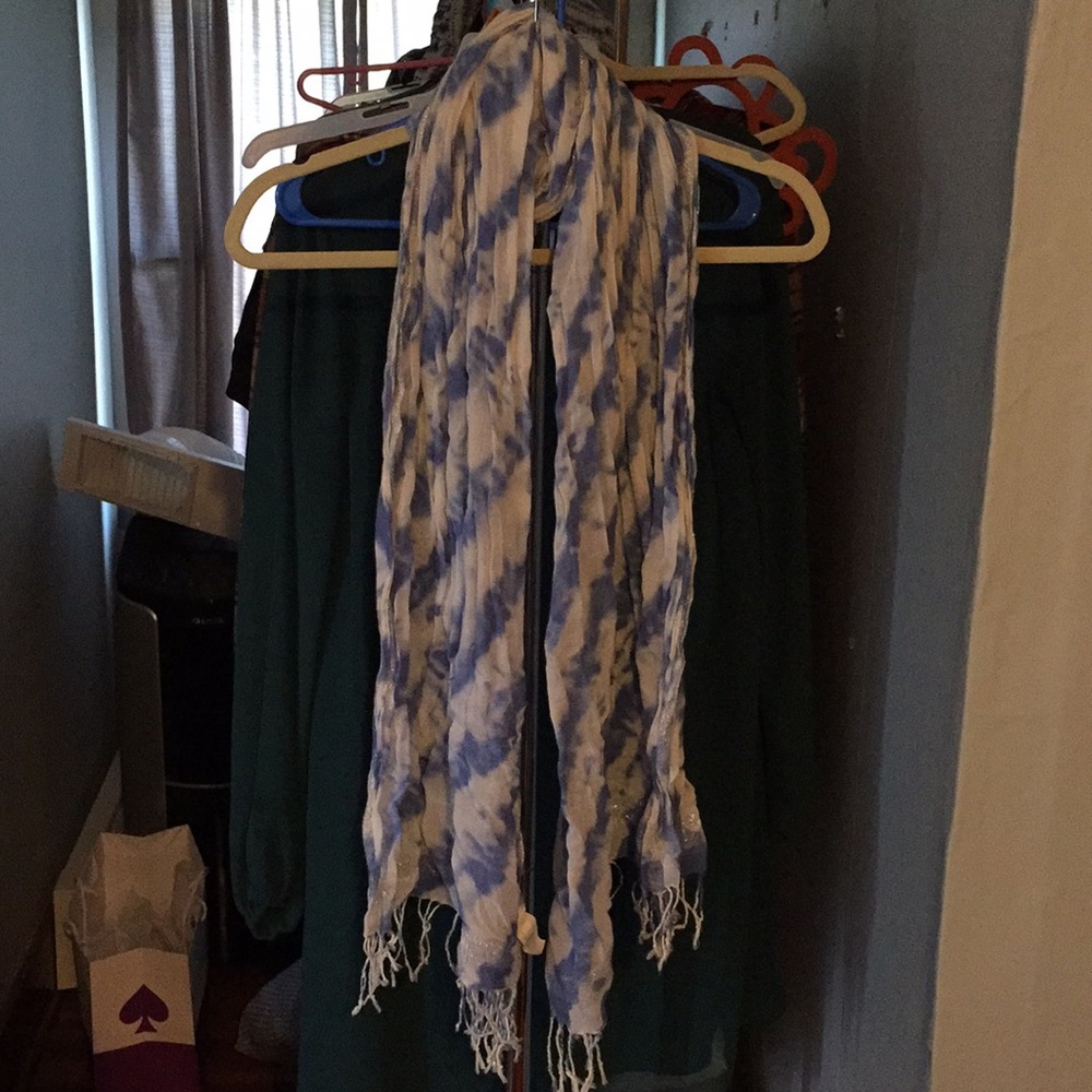 Blue, white, and silver scarf